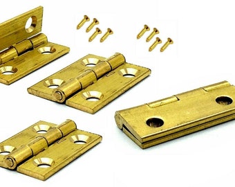2x MINI BUTT HINGES 25mm Solid Brass 1/" Cabinet Dresser Chest Door Doll House