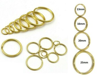 Choose Small - Extra Large Keyring SPLIT RINGS Metal Brass Hoop Loop Key Holder