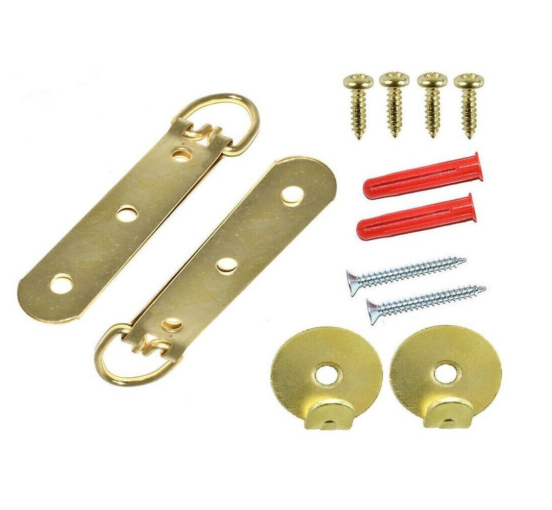 Heavy Duty Large PICTURE MIRROR HANGING Kit Brass Holds Upto 23kg Screw