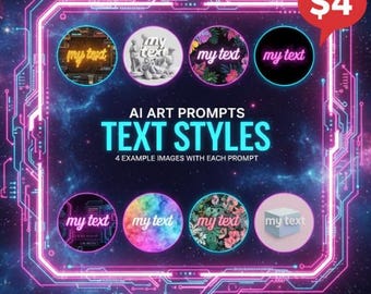 200+ Midjourney Text Effect Prompts, Typography AI Art Guide, 3D Neon & Holographic Text Styles, Logo Design Inspiration, Digital Art,