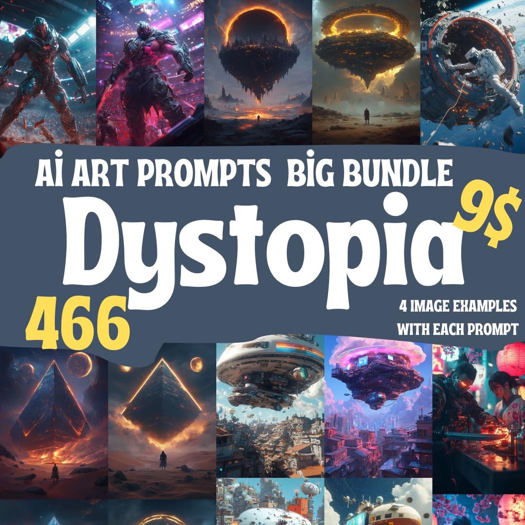 444 Dystopian AI Art Prompts & Images: Cyberpunk, Sci-fi (digital ...