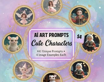 441 Ideias Fofas de Arte com IA, Códigos de Referência, Personagens Adoráveis de Fadas, Raposas e Elfos, Guia de Arte Lúdica para Quarto de Bebê, Ilustrações de Decoração para Crianças em Fase de Desenvolvimento