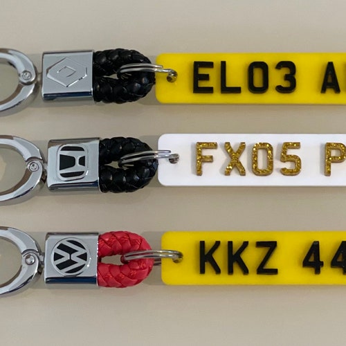 4D Number Plate Key Ring Etsy