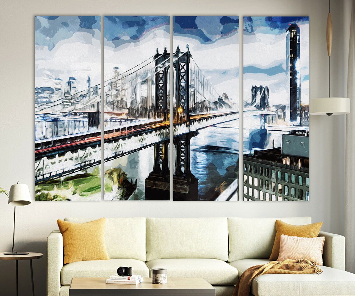 Manhattan Canvas Wall Art, Manhattan Print, Manhattan Poster, Manhattan