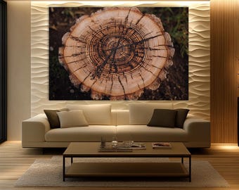 Tree Rings Wall Art canvas, earthy neutral decor, wooden texture print