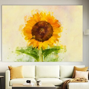 Sunflower Watercolor Canvas Print: Floral Wall Art