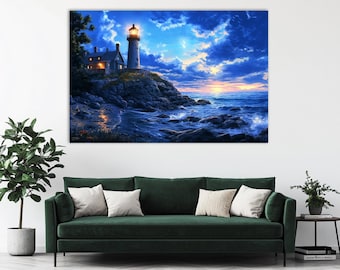 Lighthouse Canvas Print: Coastal Seascape Wall Art