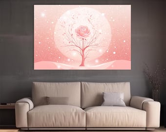 Rose Tree of Life Canvas Print: Elegant Pink Home Decor