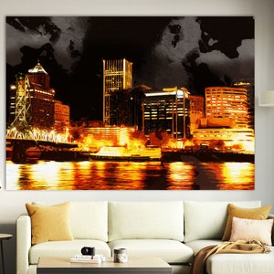 Portland Wall Art, Abstract Portland Canvas Print, Portland Painting, Oregon Wall Art