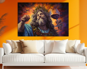 Dionysus Wine God Canvas Art Print, Greek Mythology Wall Decor
