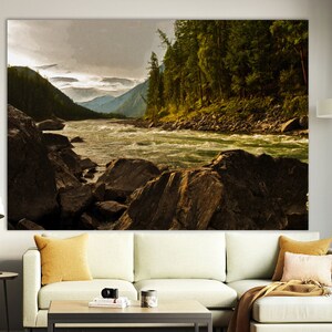 River Canvas Print: Mountain Landscape Wall Art