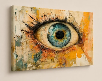 Abstract Eye Art Canvas, Surreal Eye Wall Art, Mixed Media Art Print, Psychological Art, Modern Wall Decor, Statement Wall Art