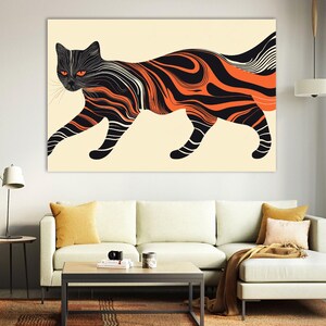 Abstract Cat Art Print: Modern Living Room Decor