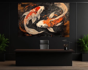 Koi Fish Canvas Print: Japanese Zen Art Decor