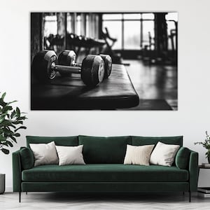 Home Gym Canvas Print: Motivational Dumbbell Wall Decor