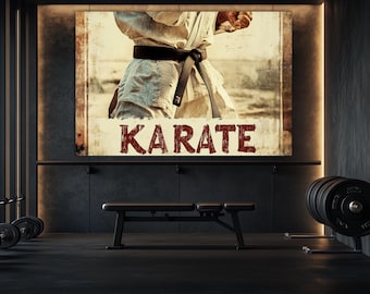 Black Belt Karate Print,Dojo Wall Art,Martial Arts Painting,Motivation Canvas Print