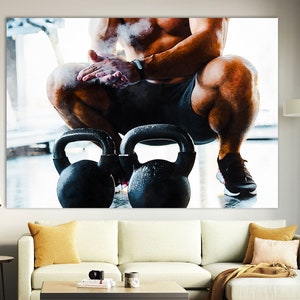 Weightlifting Canvas Print,Weightlifter Gift,Home Gym Decor,Motivation Painting