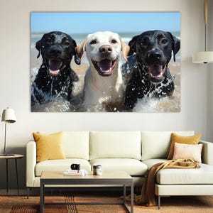 Happy Labrador Dog Canvas Print: Coastal Home Decor