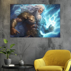 Zeus Canvas Print,Zeus Painting,Zeus Wall Art,Zeus Portrait,God of Lightning Canvas Print