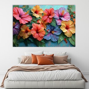 Hibiscus Wall Art,Flowers Print,Hawaiian Flowers Art,Gift for Flower Lovers,Flower Canvas Print