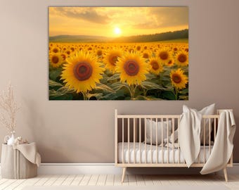 Sunflower Art,Sunflower Canvas Print,Sunflowers,Bedroom Wall Decor