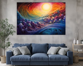 Abstract Sun Canvas Print: Colorful Celestial Wall Art