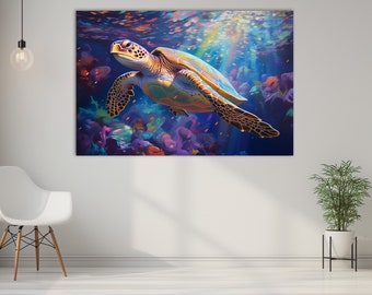 Sea Turtle Canvas Print: Underwater Wall Art