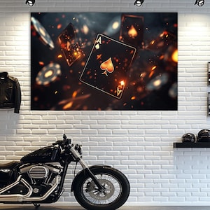 Arte de cartas de póker, ilustraciones de naipes, decoración de club masculino, decoración de club de póker