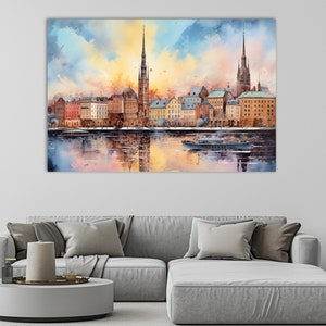 Riga Canvas Print, Riga Wall Art, Colorful Riga Painting, Latvia Wall Art