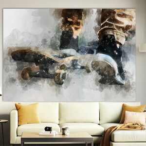 Skateboard Wall Art, Skateboard Canvas Print, Skateboard Painting,Skateboarder Gift