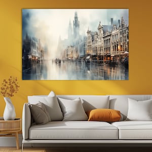 Brussels Canvas Print, Brussels Wall Art, Colorful Brussels Painting, Belgium Wall Art
