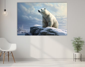 Polar Bear Canvas Print: Arctic Animal Portrait, Wall Decor