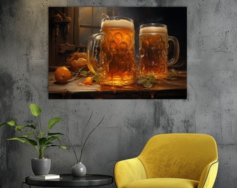 Beer Stein Canvas Art, Pub Decor, Beer Lover Gift