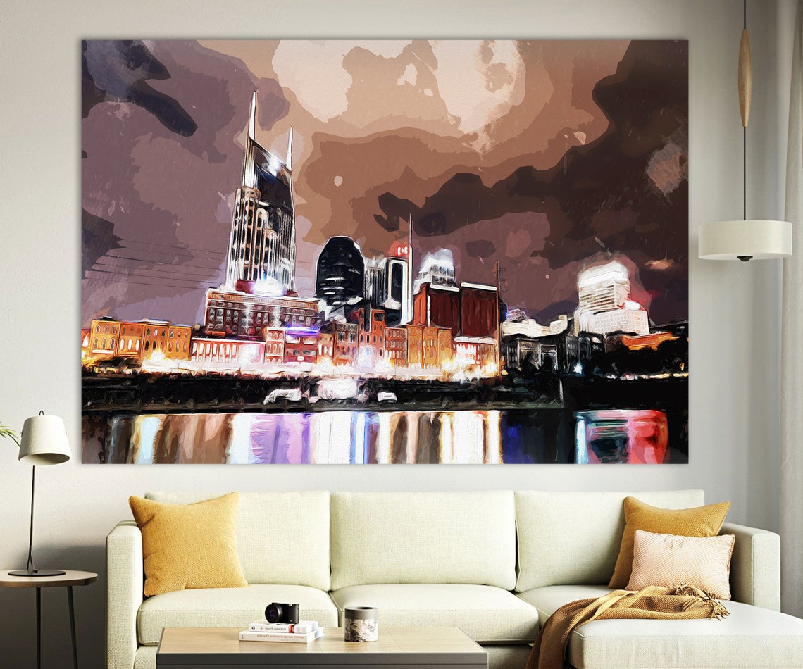 Nashville Canvas Wall Art Nashville Print Nashville Poster Etsy