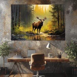 Deer Canvas Wall Art: Hunter Gift, Pine Forest Print