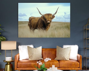 Highland Cow Canvas Print: Farmhouse Wall Decor