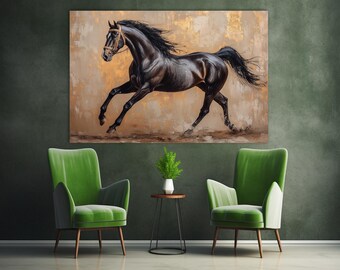 Black Arabian Horse Canvas Print: Majestic Equine Art