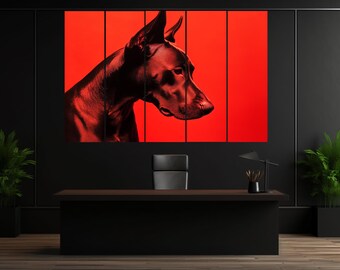Elegant Doberman Portrait: Modern Canvas Art Print