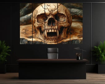 Vampire Skull Canvas Art: Dark Fantasy Horror Print
