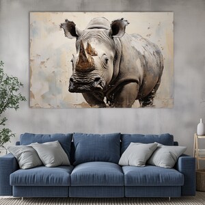 Rhinoceros Portrait Canvas Print: Wild Animal Painting