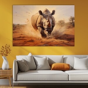 Rhino Canvas Print,Rhino Poster,Rhino Painting,Rhino Wall Art,Office Wall Decor