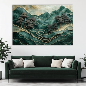 Chinese Landscape Decor,Zen Nature Painting,Luxury Art Print,Large Canvas Print