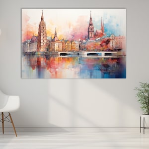 Munich Canvas Print, Munich Wall Art, Colorful Munich Painting, Germany Wall Art