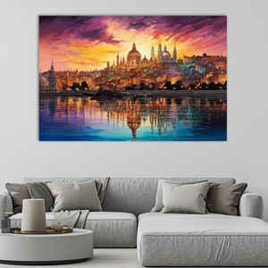 Baku Wall Art, Abstract Baku Canvas Print, Baku Painting,Azerbaijan Wall Art