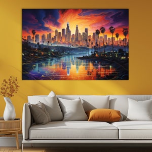 Los Angeles Canvas Print, Los Angeles Wall Art, Colorful Los Angeles Painting, California Wall Art