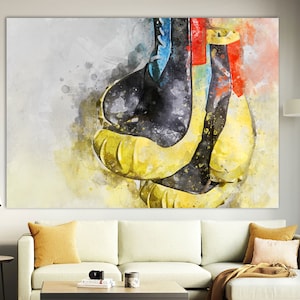 Boxing gloves Canvas Print,Boxing gloves Painting,Boxing gloves Wall Art,Gym Wall Decor,Home Gym Decor