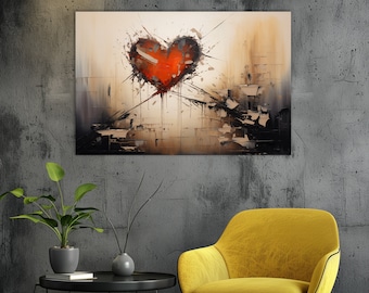 Impresión en lienzo de corazón abstracto: arte mural moderno