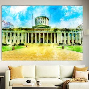 White House Watercolor Canvas Print: Architectural Wall Art