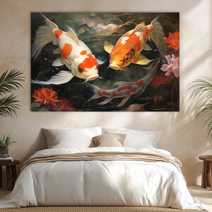 Koi Canvas Art,Koi Poster,Koi Painting,Koi Carp Canvas Art,Koi Carp Painting