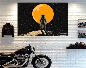 Canvaskunst aan de muur astronaut: minimalistisch ruimtedecor